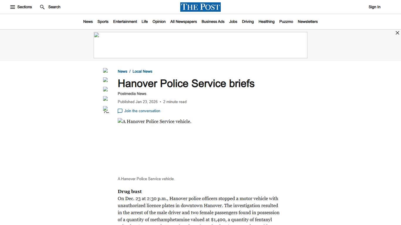 Hanover Police Service briefs Hanover Post